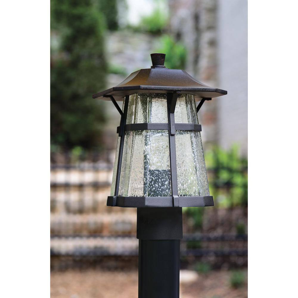 Progress Lighting Derby Collection 1-Light Espresso Clear Seeded Glass Craftsman Outdoor Hanging Lantern Light