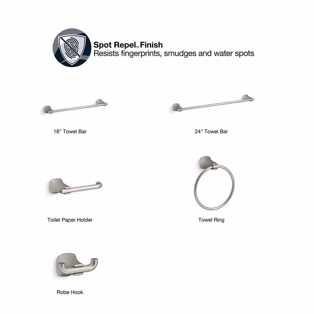 KOHLER Rubicon 24 in. Towel Bar in Vibrant Brushed Nickel