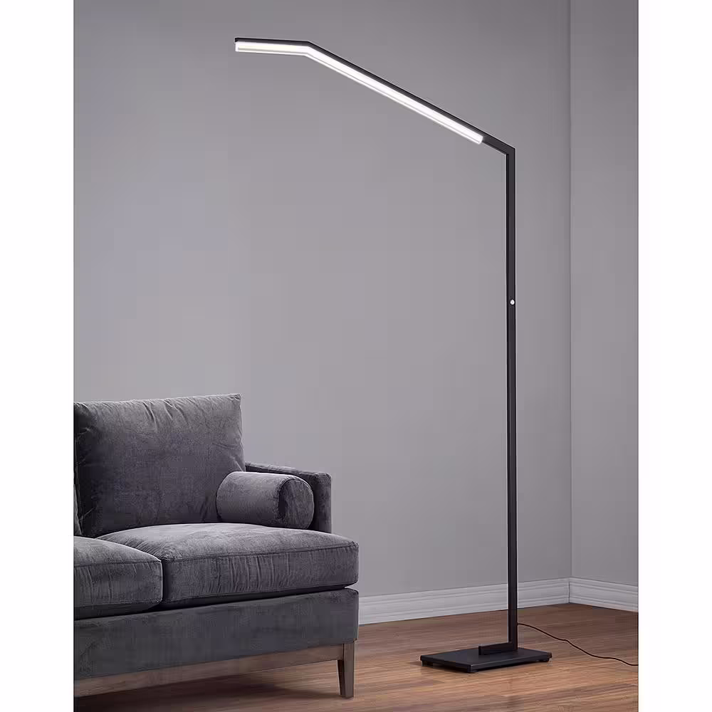 HomeGlam Transit 78 in. H Linear Dimmable LED Floor Lamp, - Black