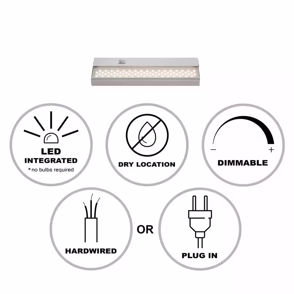 Bel Air Lighting Signature Hardwired or Plug-In 12 in. White LED Undercabinet Light with High/Low Switch