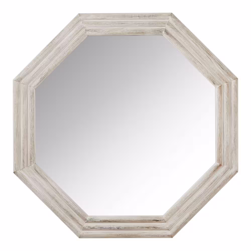 Home Decorators Collection Medium Modern Octagon White Wooden Framed Mirror (30 in. W x 30 in. H)