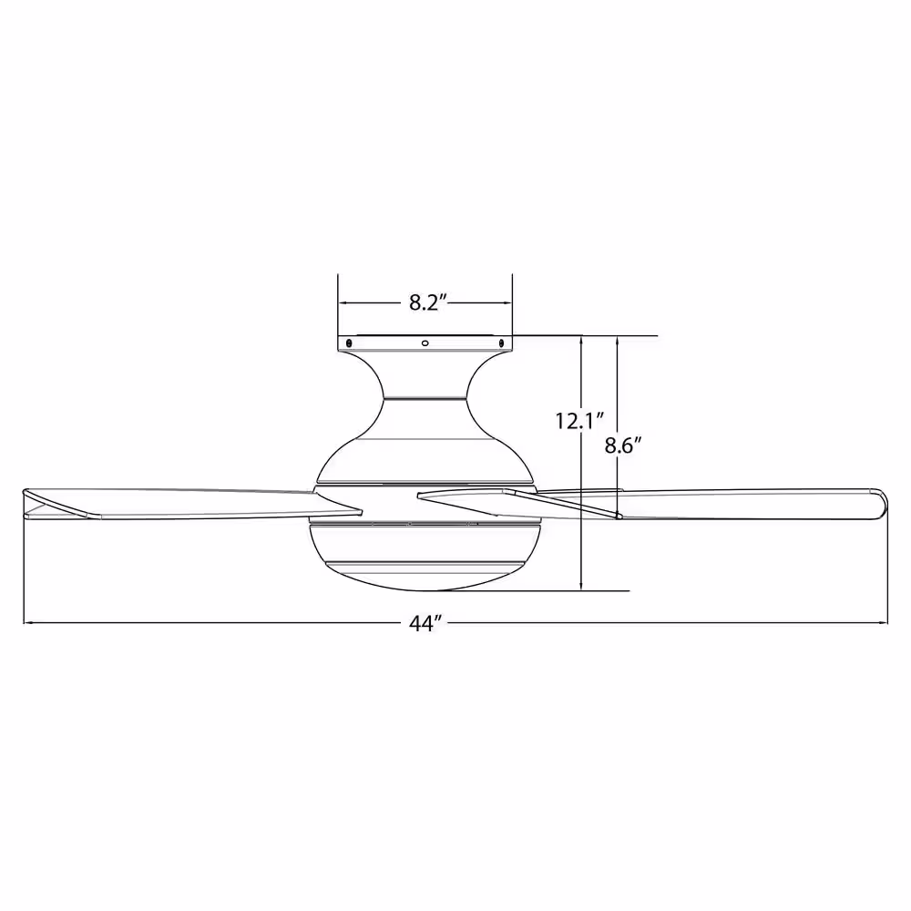 WAC Lighting Odyssey Indoor 5-Blade Smart Flush Mount Ceiling Fan 44in Brushed Nickel with 3000K LED Light Kit and Remote