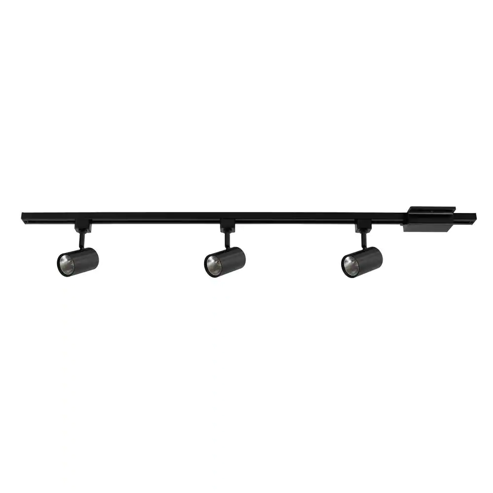 Hampton Bay 4-ft. 3-Light Black Integrated LED Linear Track Lighting Kit with Mini Cylinder Track Heads