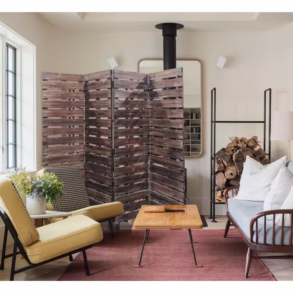 HomeRoots Mariana Wood 4-Panel Divider