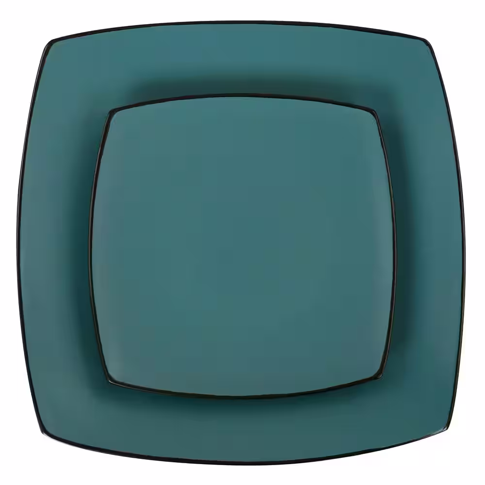 GIBSON elite Soho Lounge 16-Piece Stoneware Square Dinnerware Set in Teal