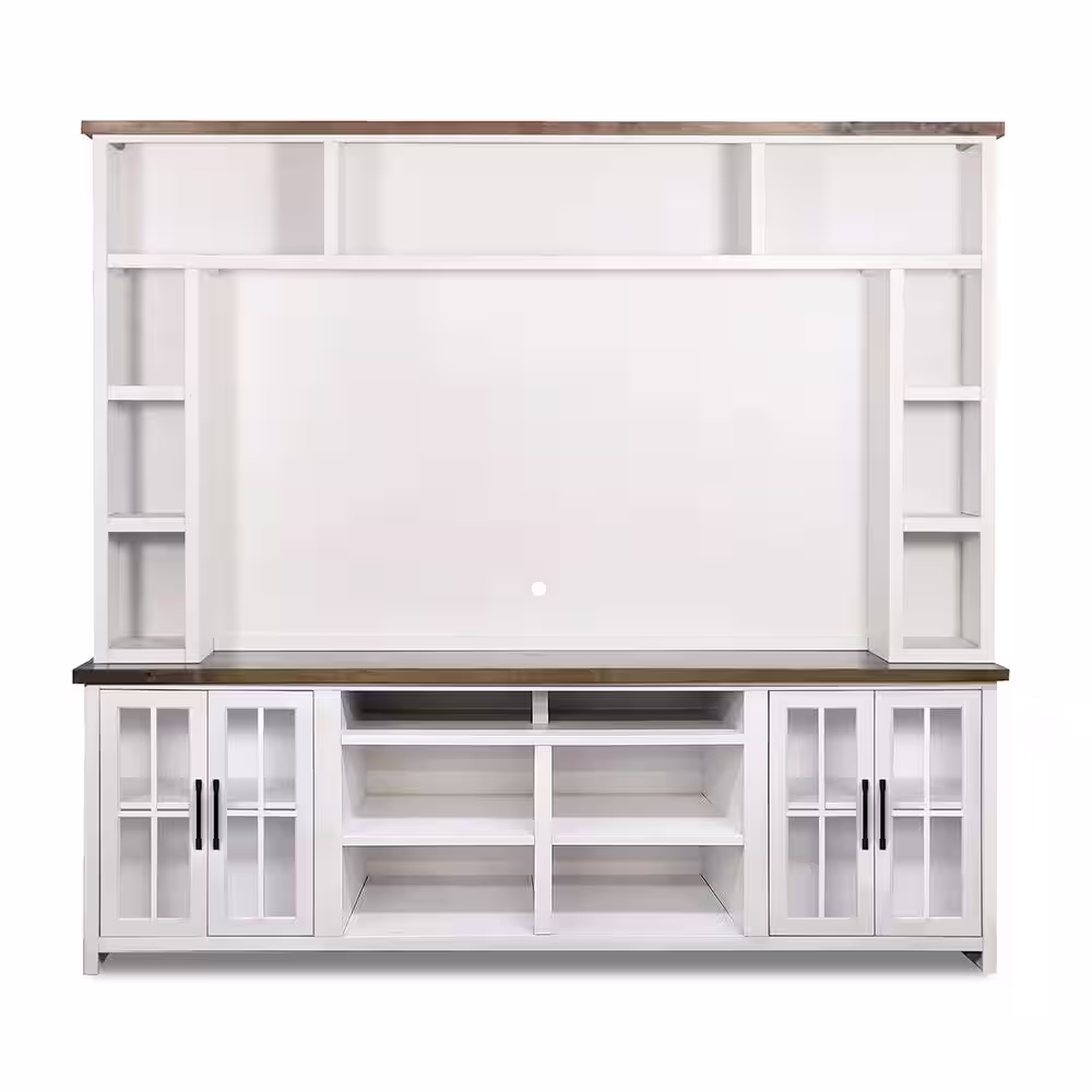 Bridgevine Home Hampton White & Bourbon TV Stand Fits TV's up to 85 inches
