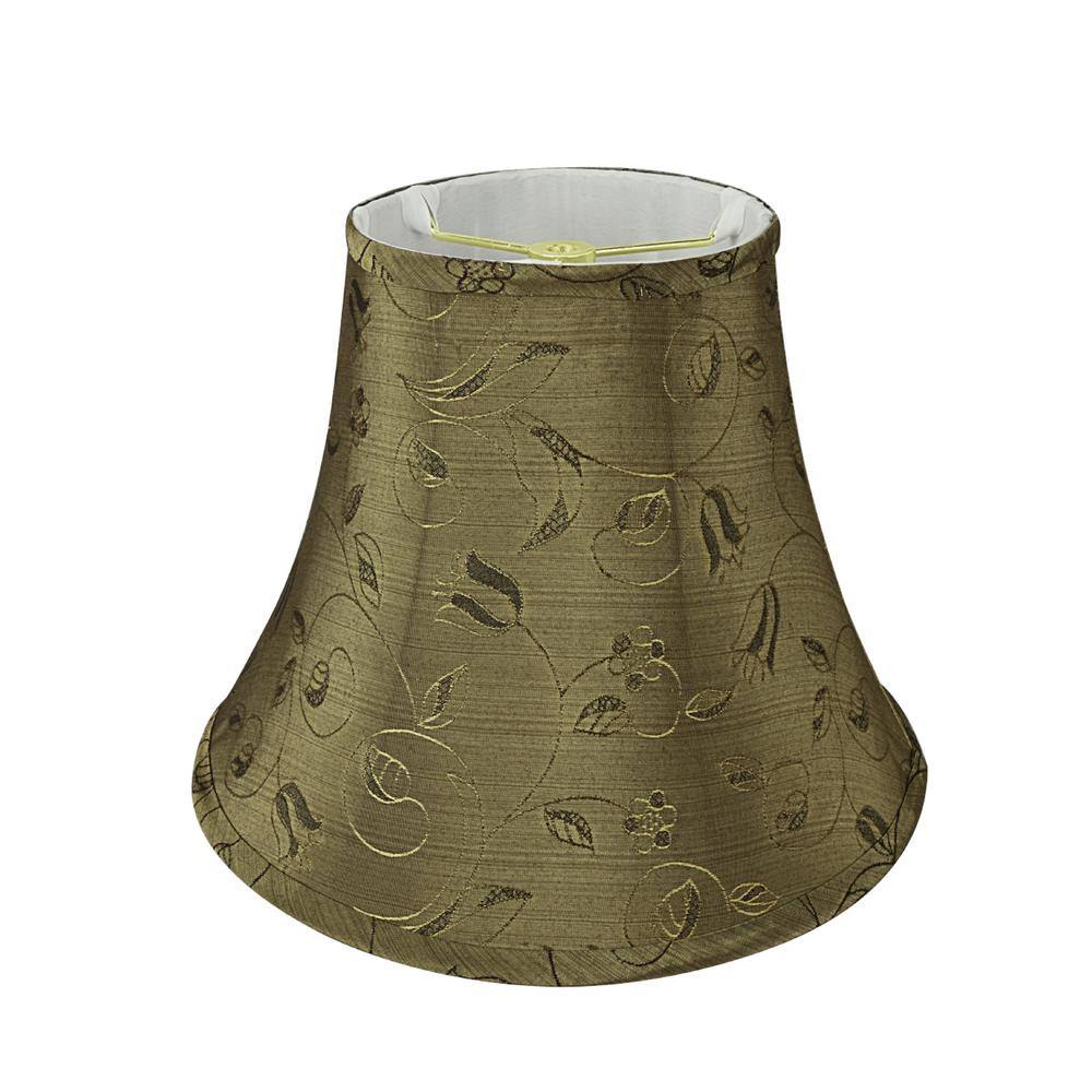 Aspen Creative Corporation 12 in. x 9.5 in. Goldish Brown with Floral Design Bell Lamp Shade