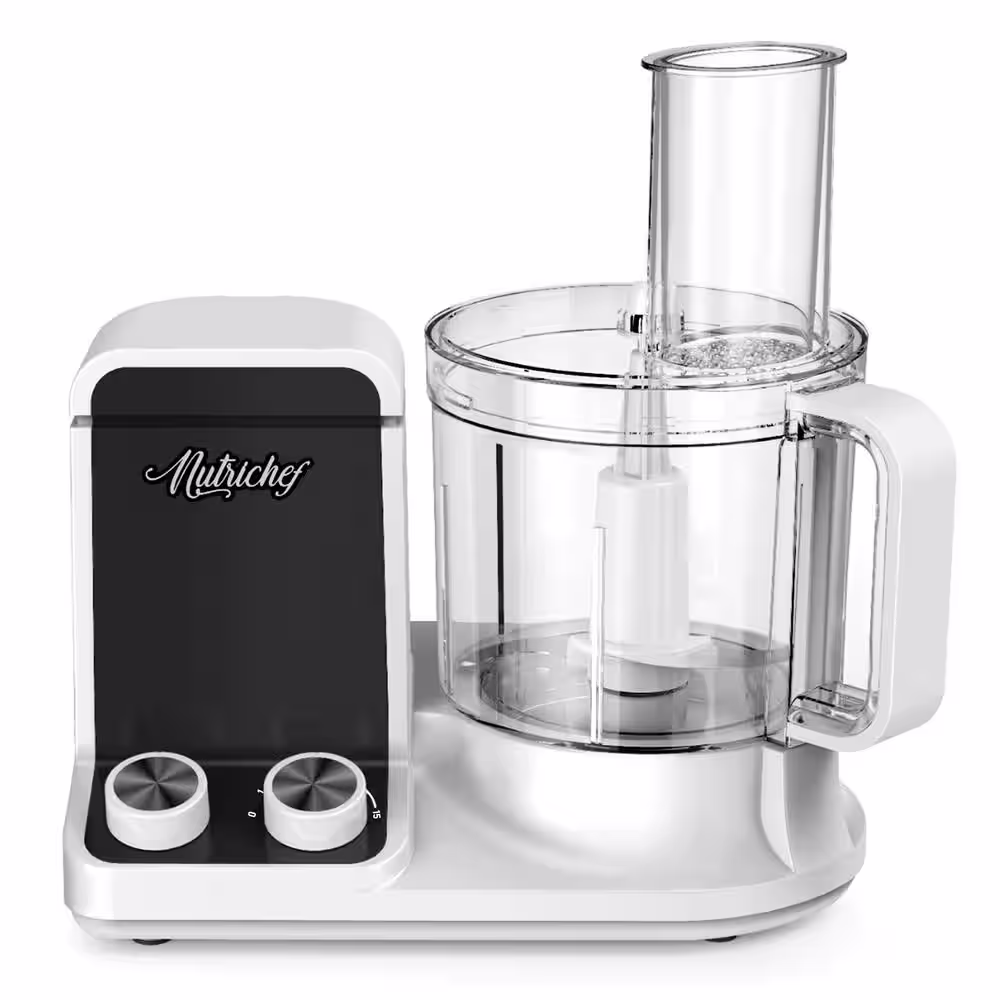 NutriChef 12-Cup White Multifunction Food Processor