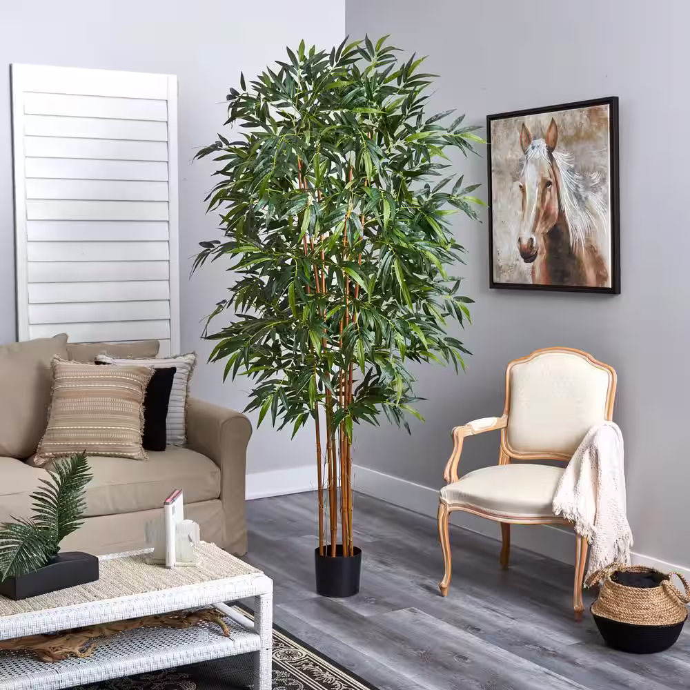 Nearly Natural 7 ft. Artificial Large Bamboo Silk Tree