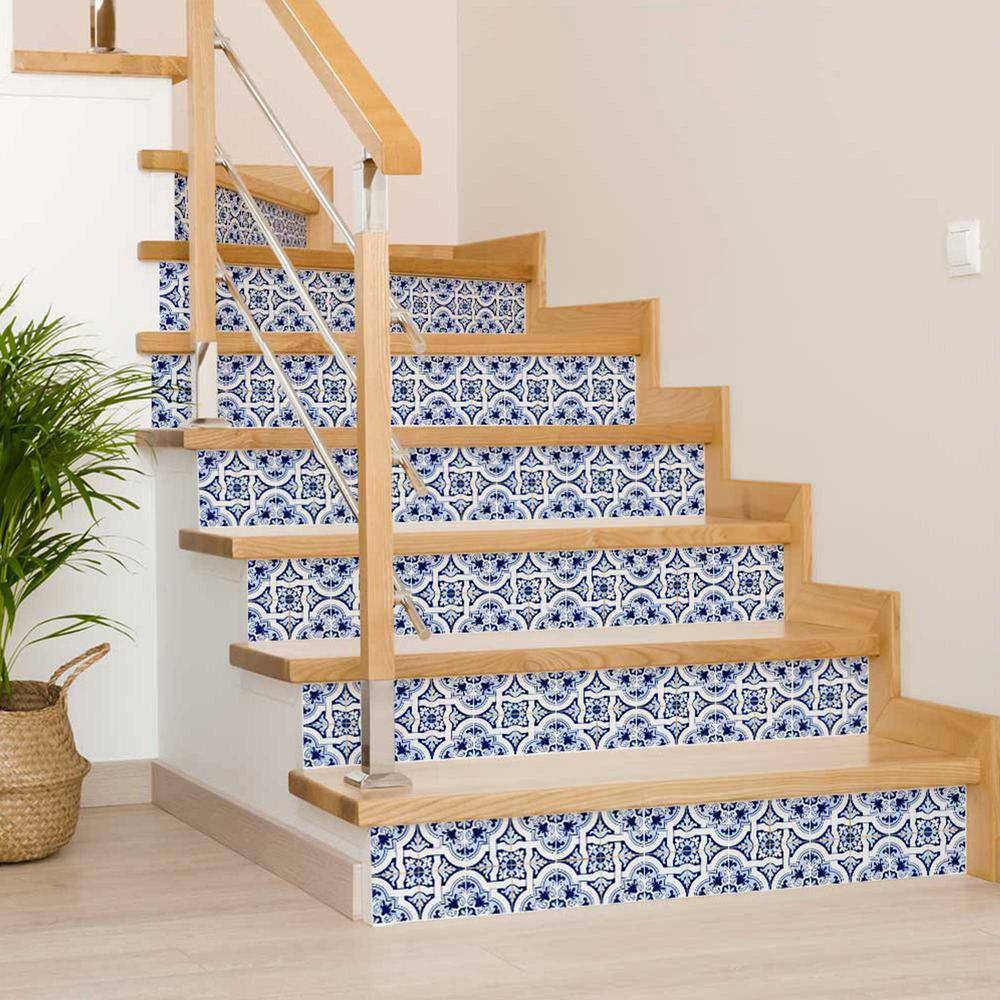 MI ALMA Blue/White H22 8 in. x 8 in.Vinyl Peel and Stick Tile (24 Tiles, 10.67 sq.ft./pack)