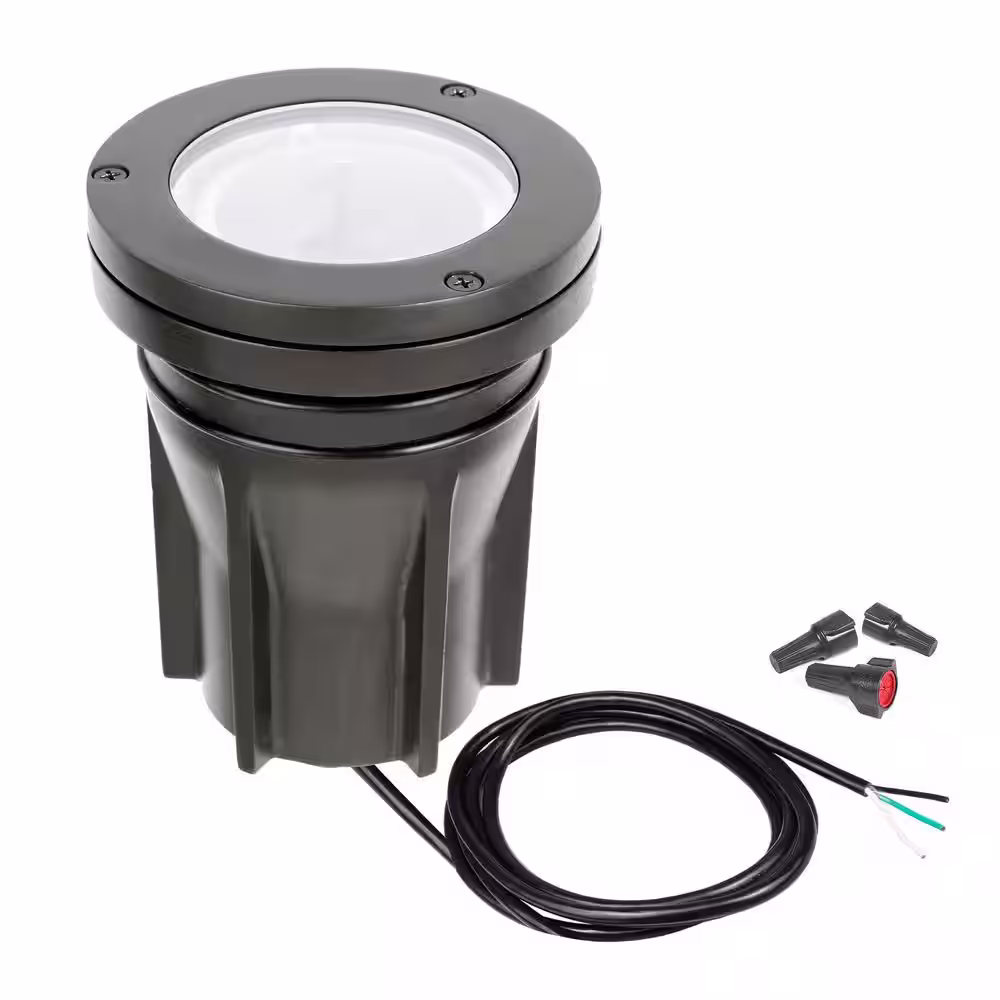 None 3 in. Inground 120-Volt Lumen Bronze Hardwired Integrated LED Well Light with 3000K Color Temp