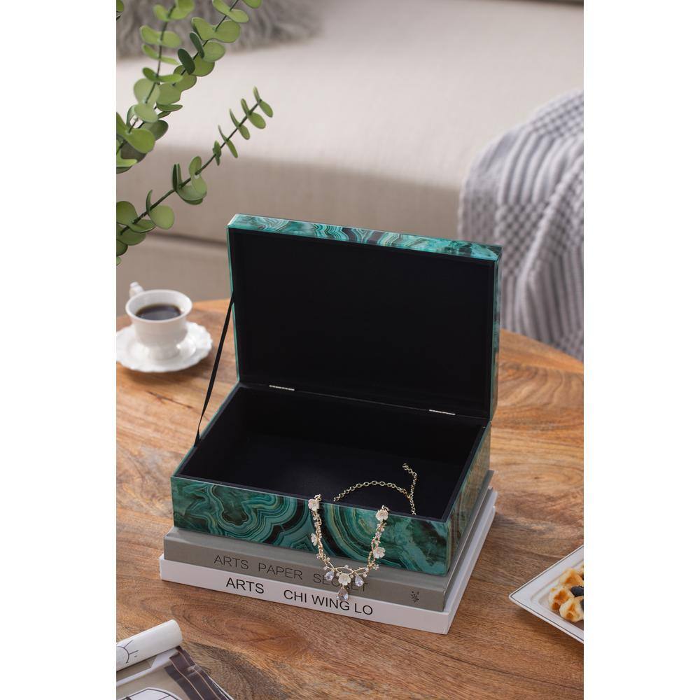 Afoxsos 9.70 in. x 6.80 in. x 5.00 in. MDF+Glass Jewelry Storage Box