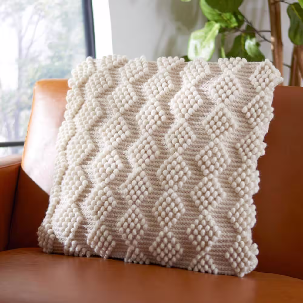 SAFAVIEH Camie Ivory 20 in. X 20 in. Throw Pillow