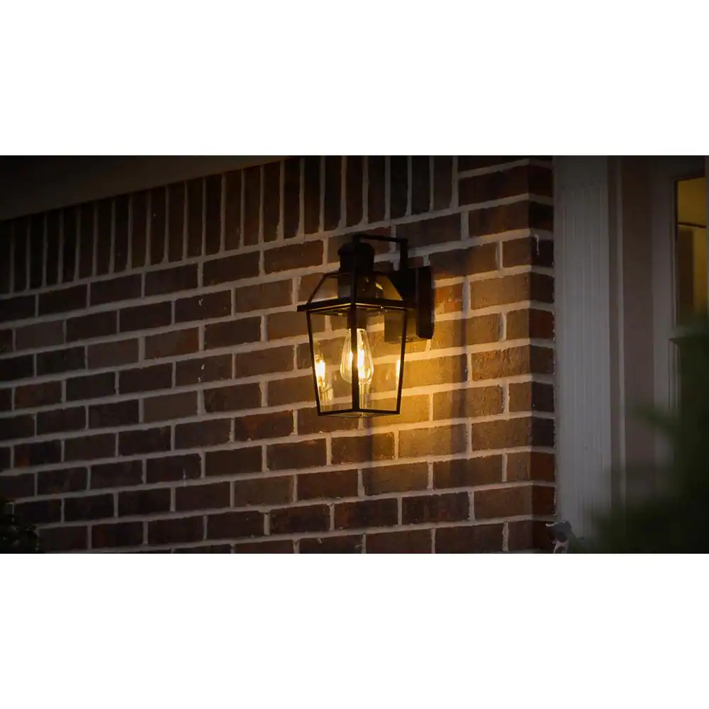 SECUR360 Wi-Fi Connected Black Wired Voice Activated Motion Sensing Outdoor Sconce