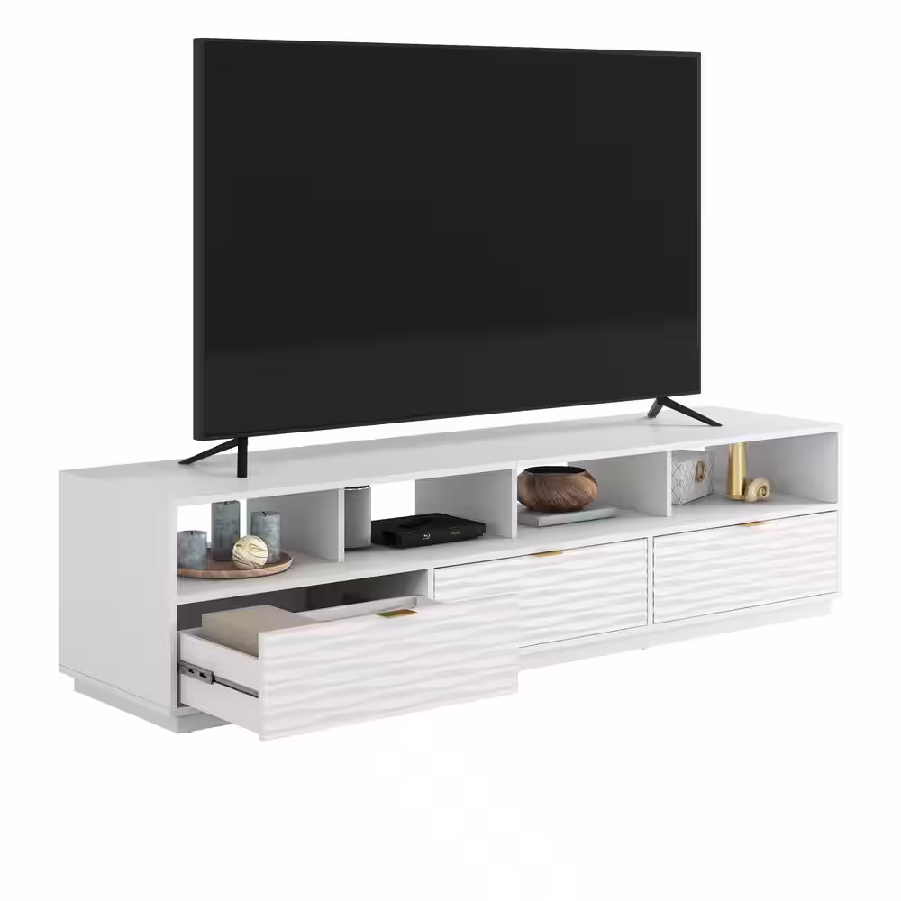 SAUDER Morgan Main 80.039 in. White Entertainment Credenza Fits TV's up to 85 in.