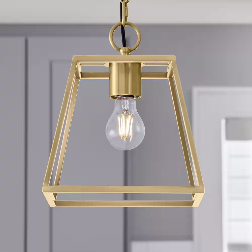 None 2-1/4 in. Brushed Gold Metal Lantern Pendant Light Shade