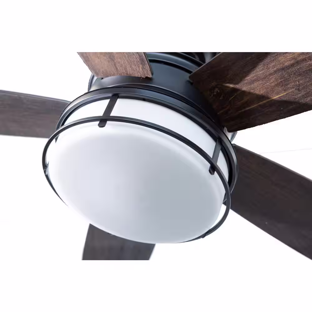 BLUE MOUNTAIN FANS Palisade 52 in. LED Indoor/Outdoor Matte Black Ceiling Fan with Light Kit and Remote Control