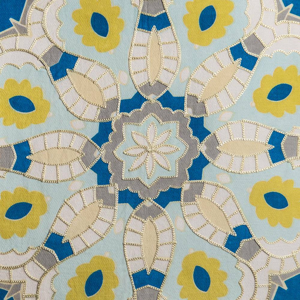 None Yellow/Blue Geometric Cotton Poly Filled 20 in. X 20 in. Decorative Throw Pillow