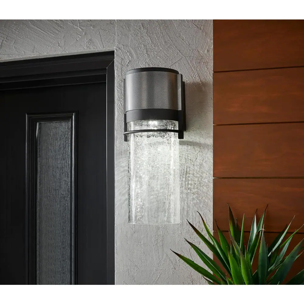 Home Decorators Collection Majestic 16.5 in. Black Integrated LED Outdoor Line Voltage Wall Sconce