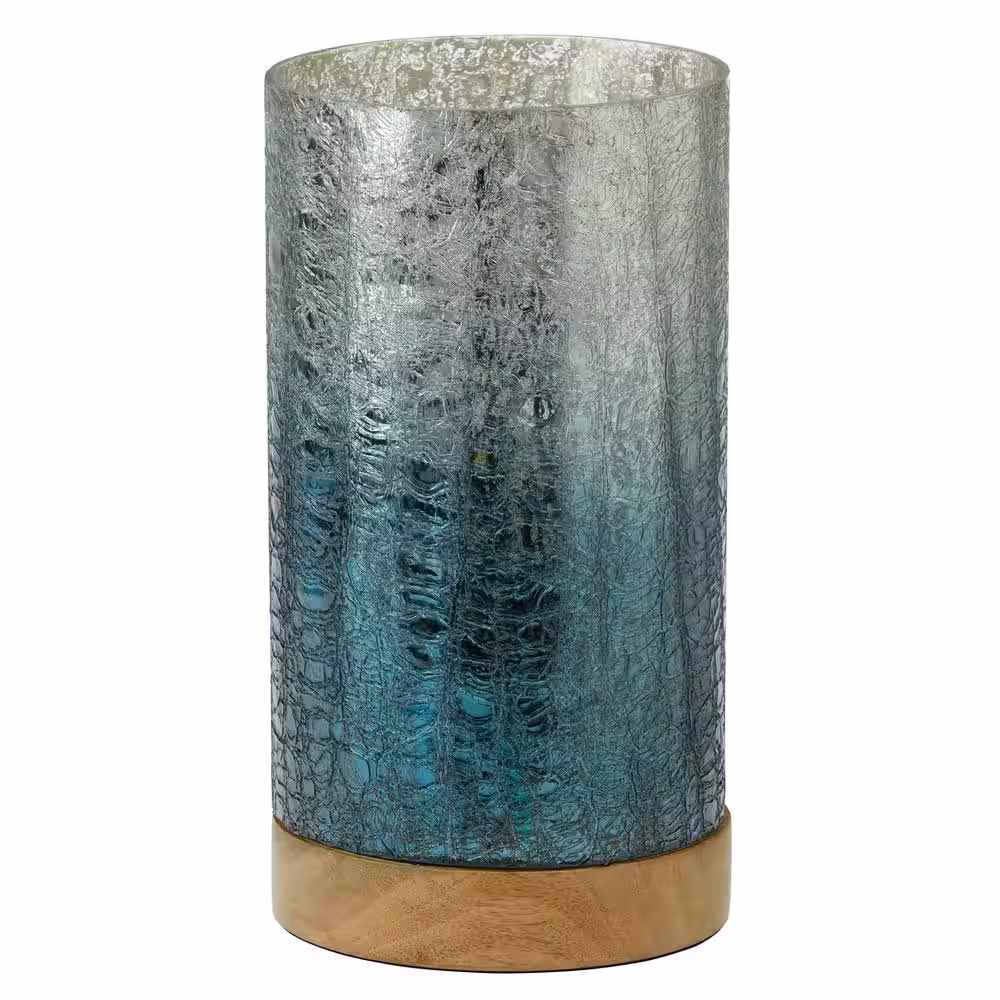 River of Goods Ellis 11.5 in. Blue and Silver Ombre Glass Uplight Accent Table Lamp