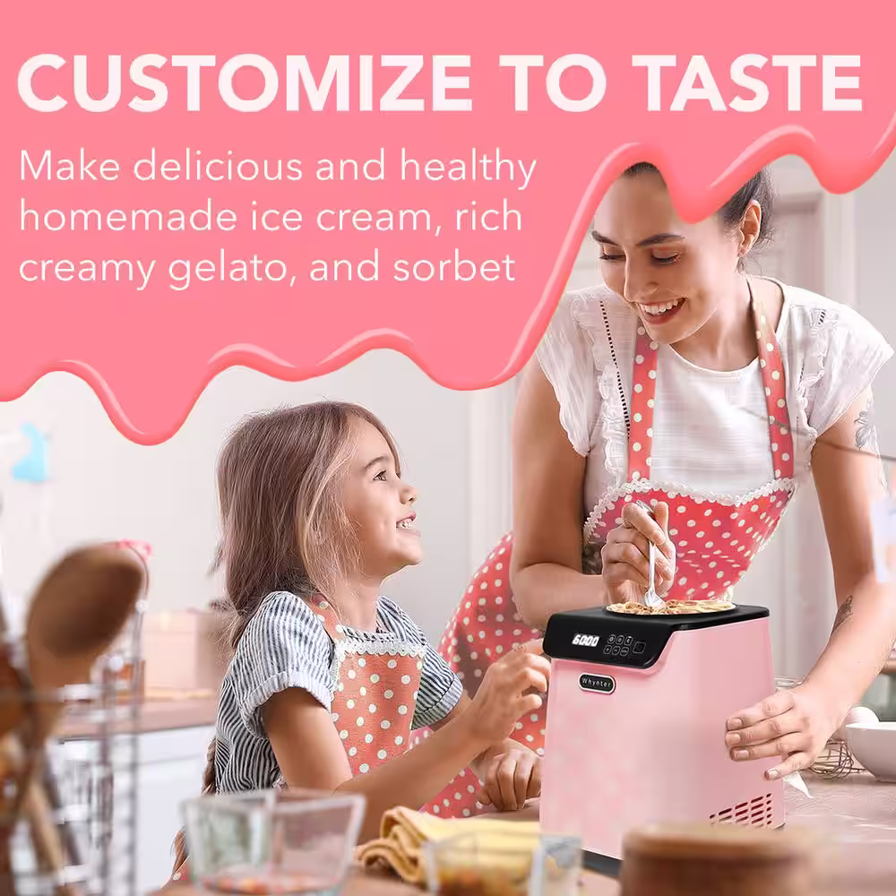 Whynter 1.28 Qt. Compact Upright Automatic Ice Cream Maker with Stainless Steel Bowl Limited Black Pink Edition
