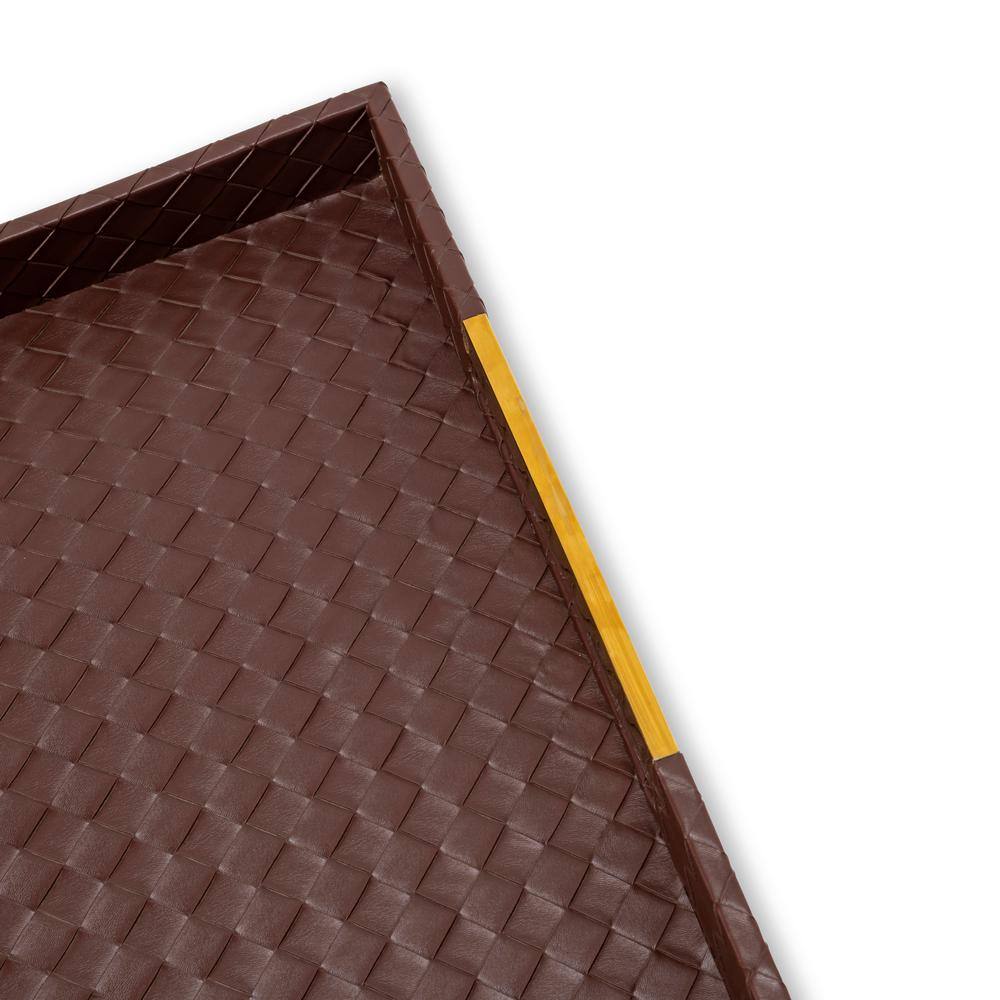 American Atelier Decorative Serving Tray Brown Rectangular with Gold Handles 18.11 in. x 18.11 in. x 1.96 in. Polyurethane