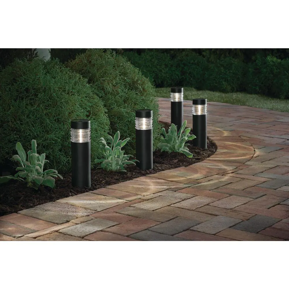 Hampton Bay 8 Lumens Black Outdoor Solar Bollard Light (6-Pack)