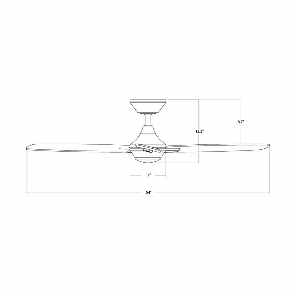 WAC Lighting 54 in. Matte White LED Blitzen Indoor and Outdoor 3-Blade Smart Ceiling Fan with 3000K Light Kit and Remote Control