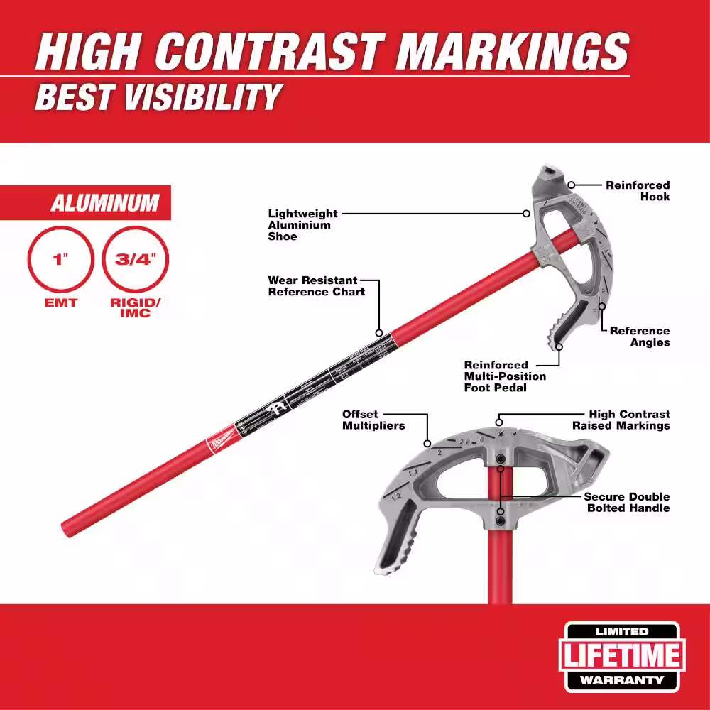 Milwaukee 1 in. EMT Aluminum Conduit Bender with 100 ft. Polyester Fish Tape with Non-Conductive Tip