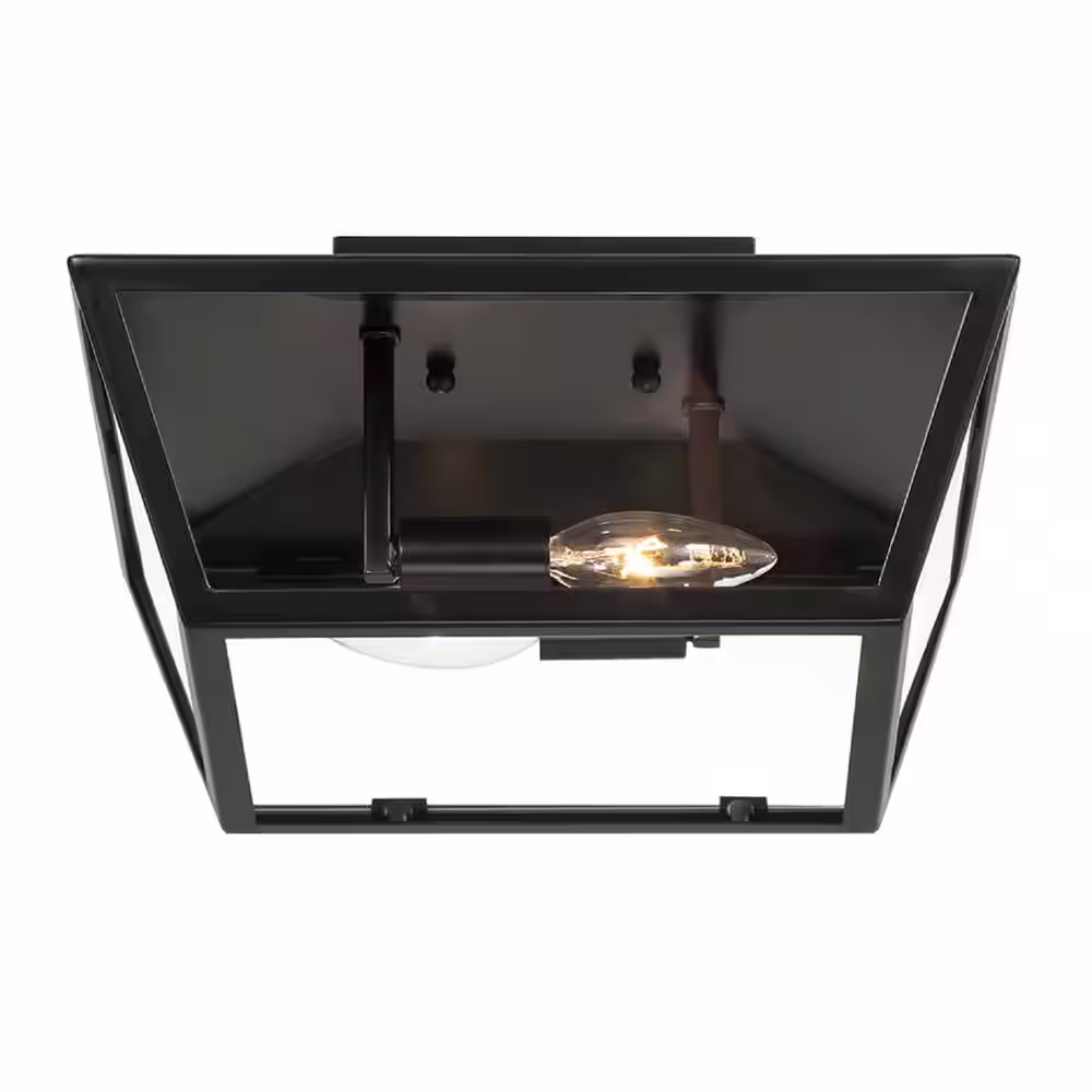 Easylite 2-Light Black Outdoor Flush Mount