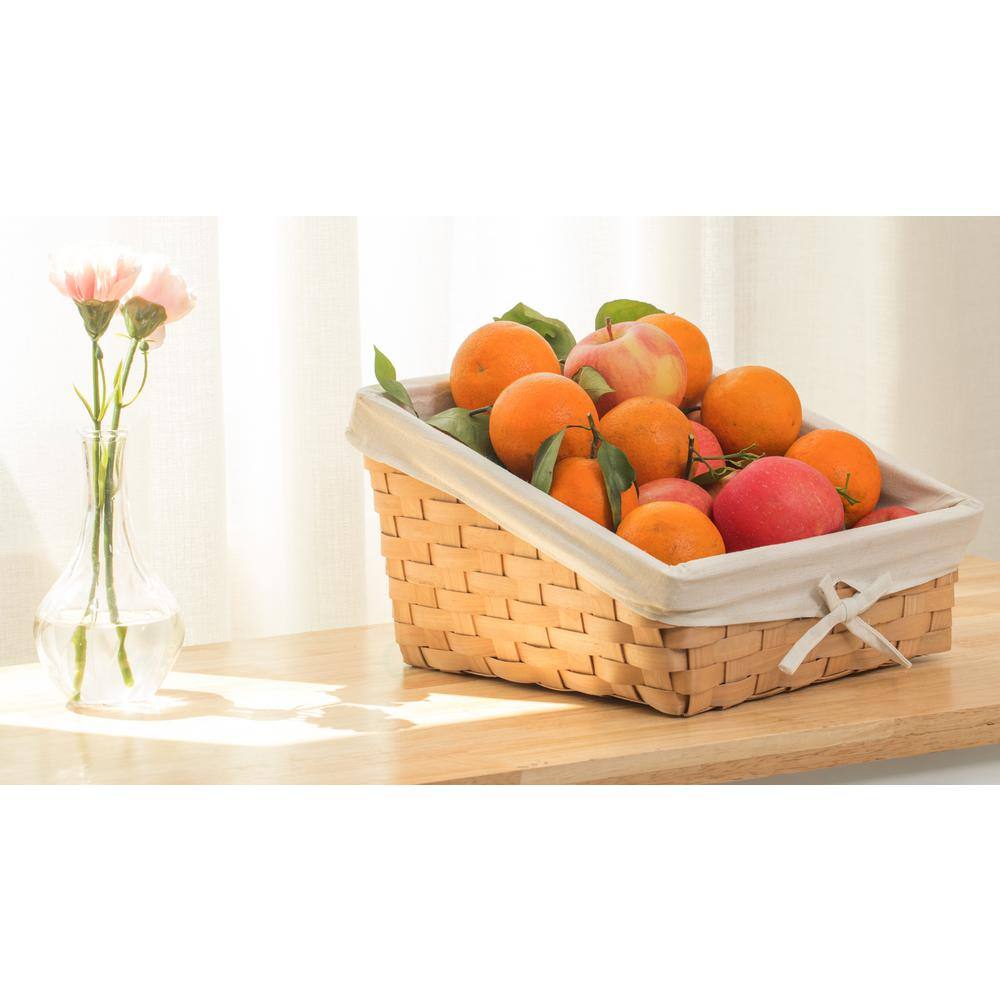 Vintiquewise Wooden Angled Display Basket with Fabric Liner for Storage and Display