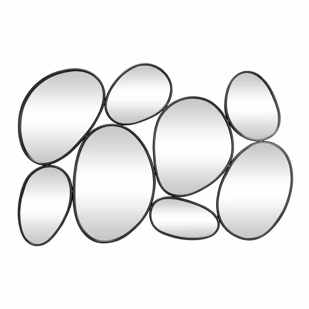 Litton Lane 35 in. x 54 in. Bubble Cluster Oval Framed Black Wall Mirror