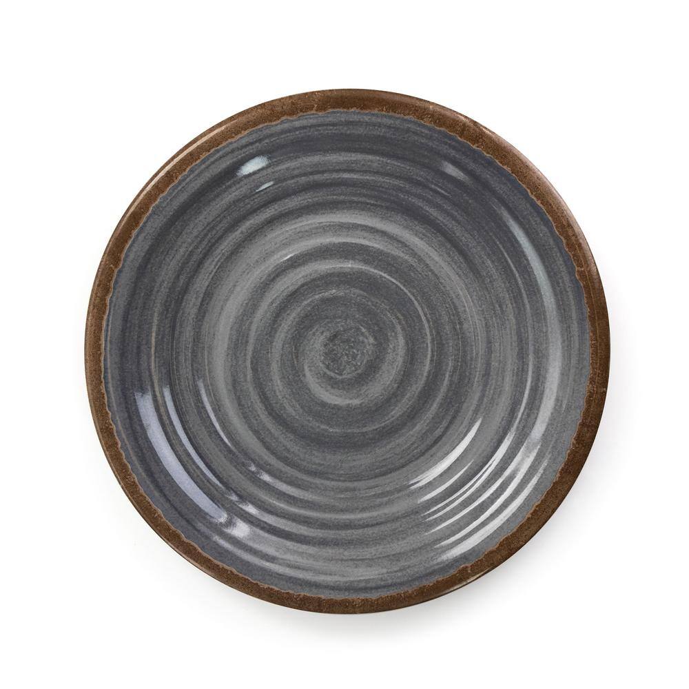 Elama 12-Piece Stone Oak Black Lightweight Melamine Dinnerware Set (Service for 4)