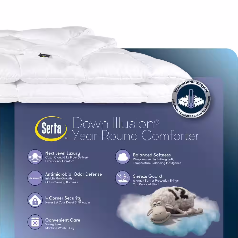 Serta Down Illusion All Season White King/California King Down Alternative Comforter
