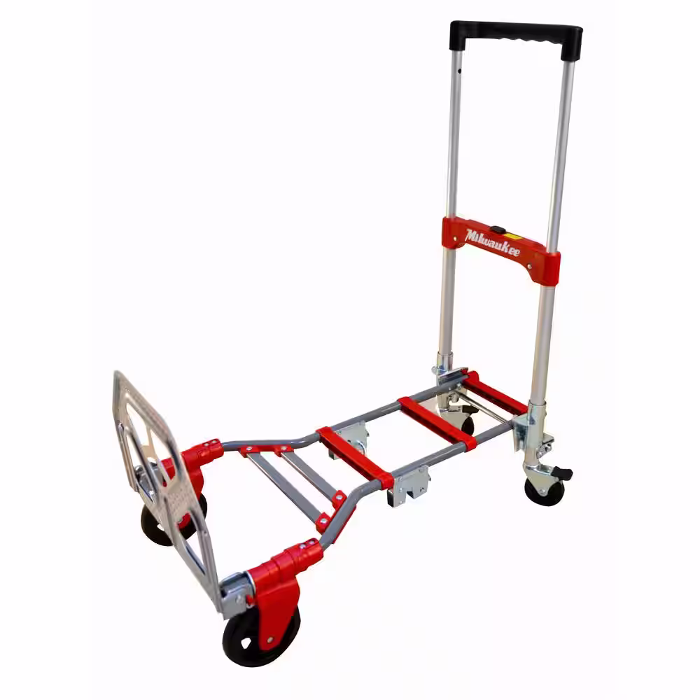 Milwaukee 150 lbs. vertical and 300 lbs. horizontal Capacity Folding Convertible hand Truck