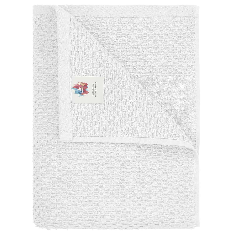 None Honeycomb 6-Piece White Textured Cotton Bath Towel Set