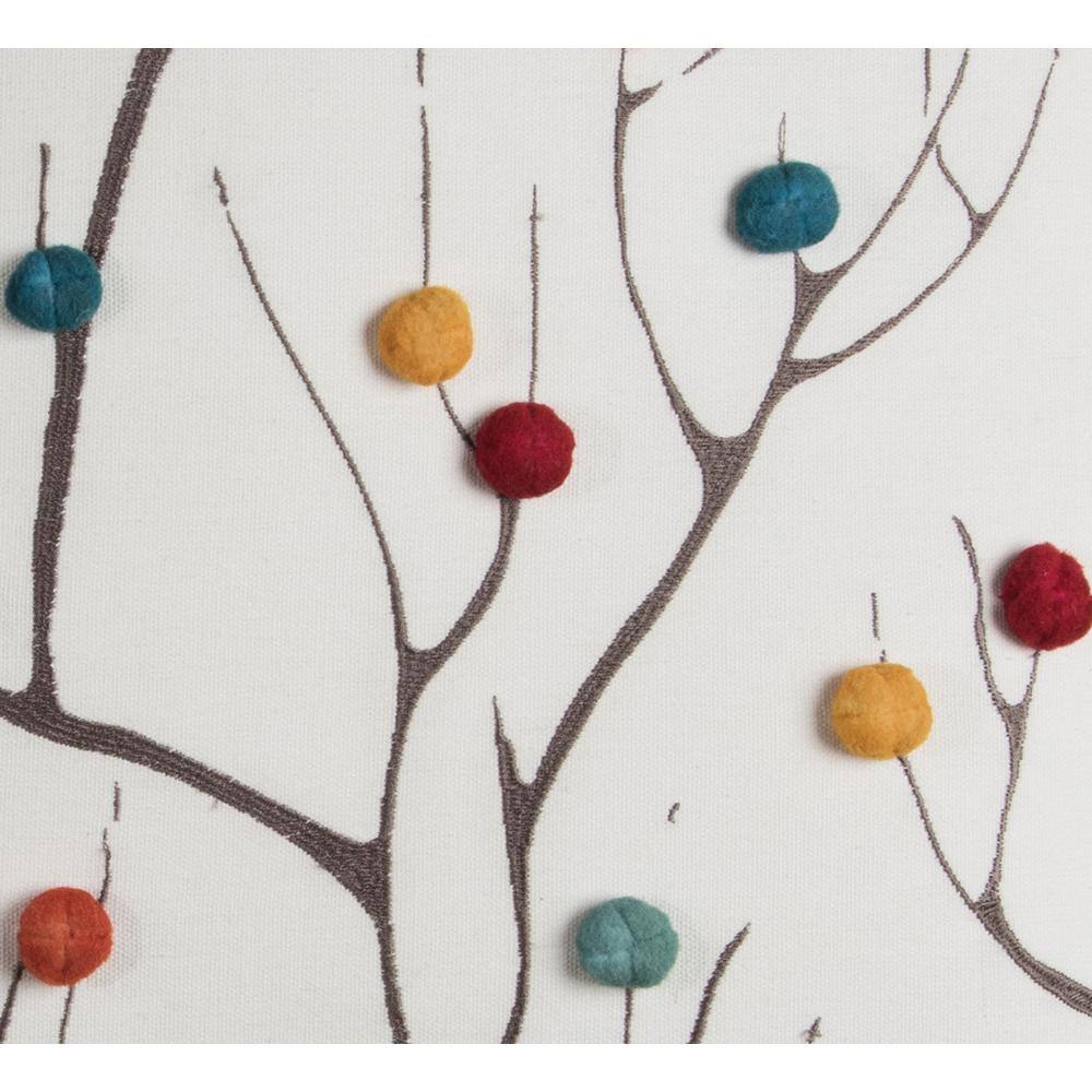 None Multicolor Poms Cotton Poly Filled 20 in. x 20 in. Decorative Throw Pillow