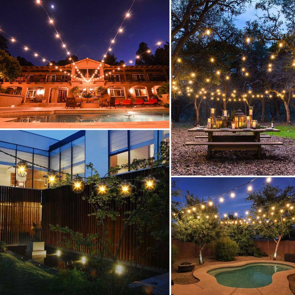 JONATHAN Y 10-Light Outdoor/Indoor 10 ft. Plug-in Globe Bulb Shape Rustic Farmhouse G40 Cage String Lights, Black