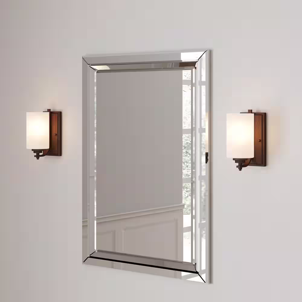 Millennium Lighting Rubbed Bronze Wall Sconce with Etched White Glass