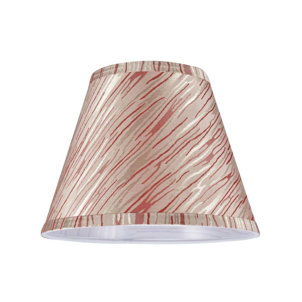 Aspen Creative Corporation 9 in. x 7 in. Off White and Red Striped Hardback Empire Lamp Shade