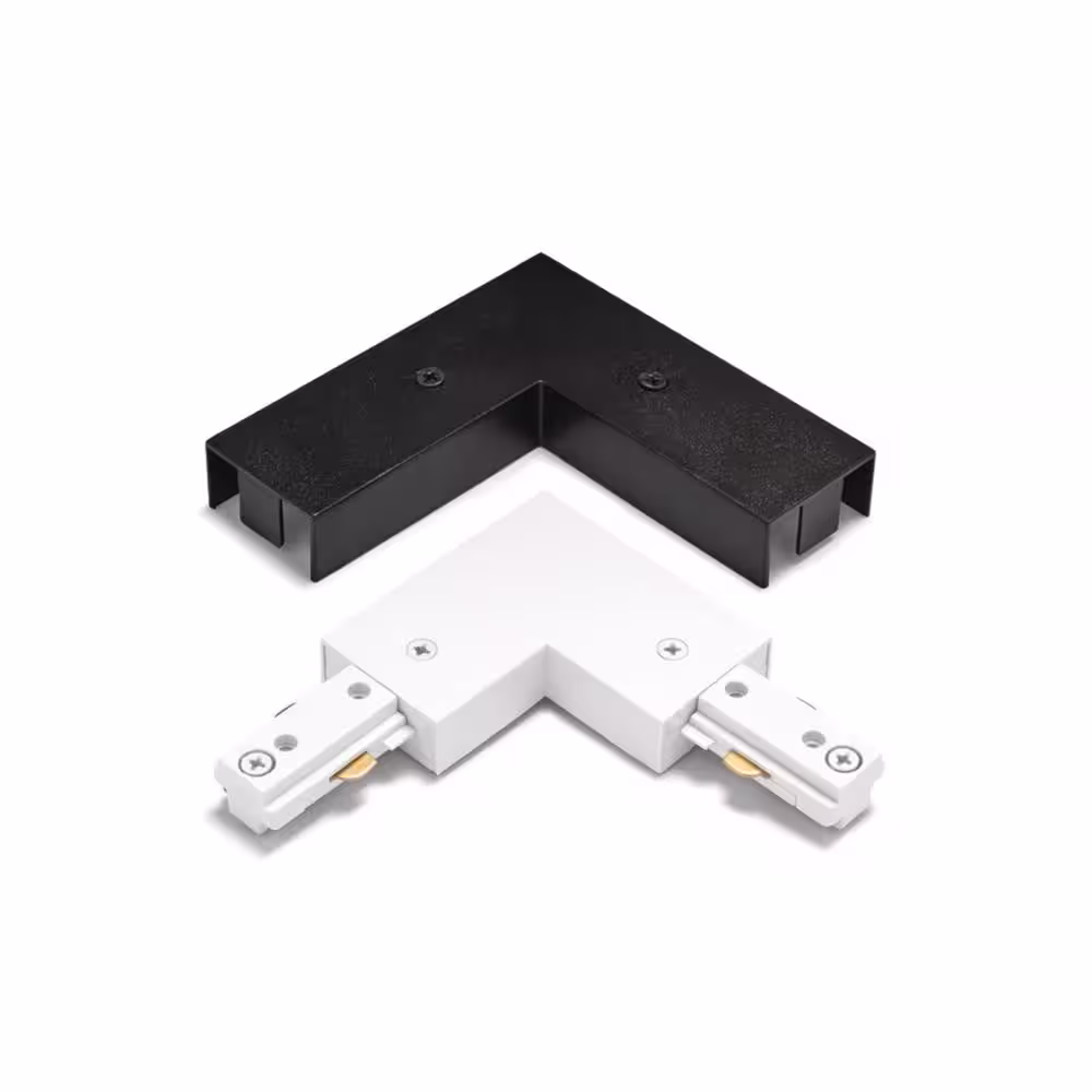 Hampton Bay 2400-Watt Linear Track Right Angle Coupler with White and Black Cover
