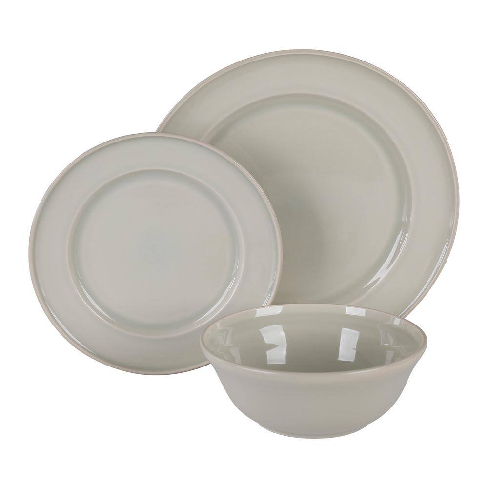 Martha Stewart Living 12-Piece Reactive Glaze Sharkey Grey Stoneware Dinnerware Set (Service for 4)