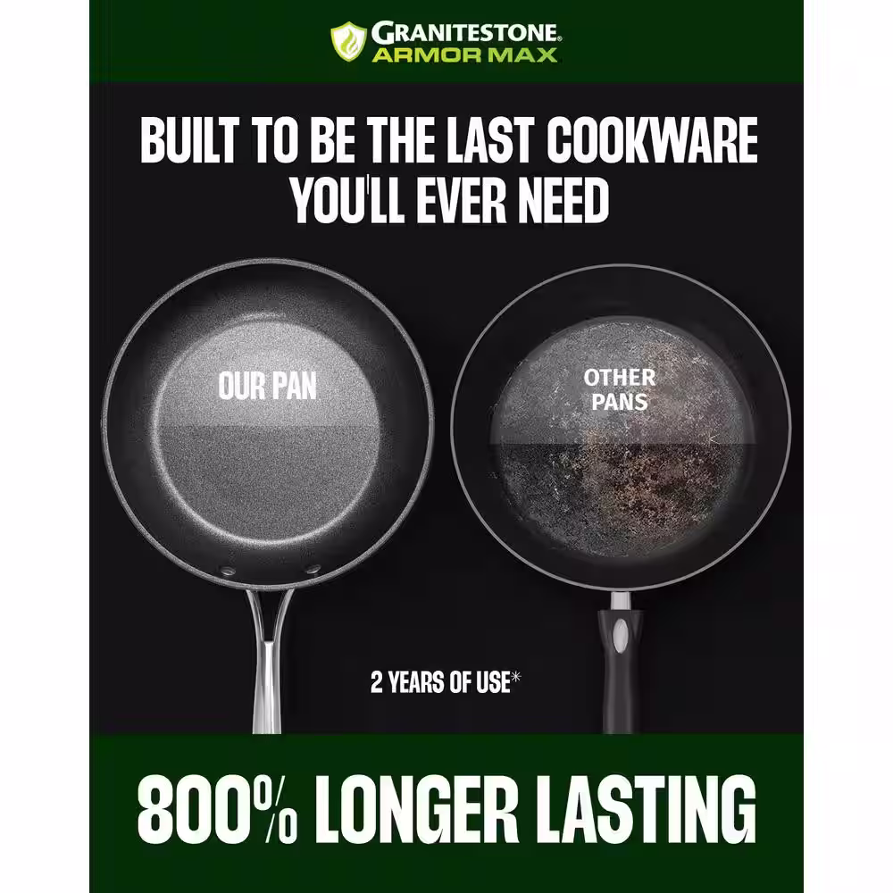 GRANITESTONE Armor Max 14-Piece Aluminum Hard Anodized Heavy Duty 4-Layer Ultra Release Nonstick Cookware Set