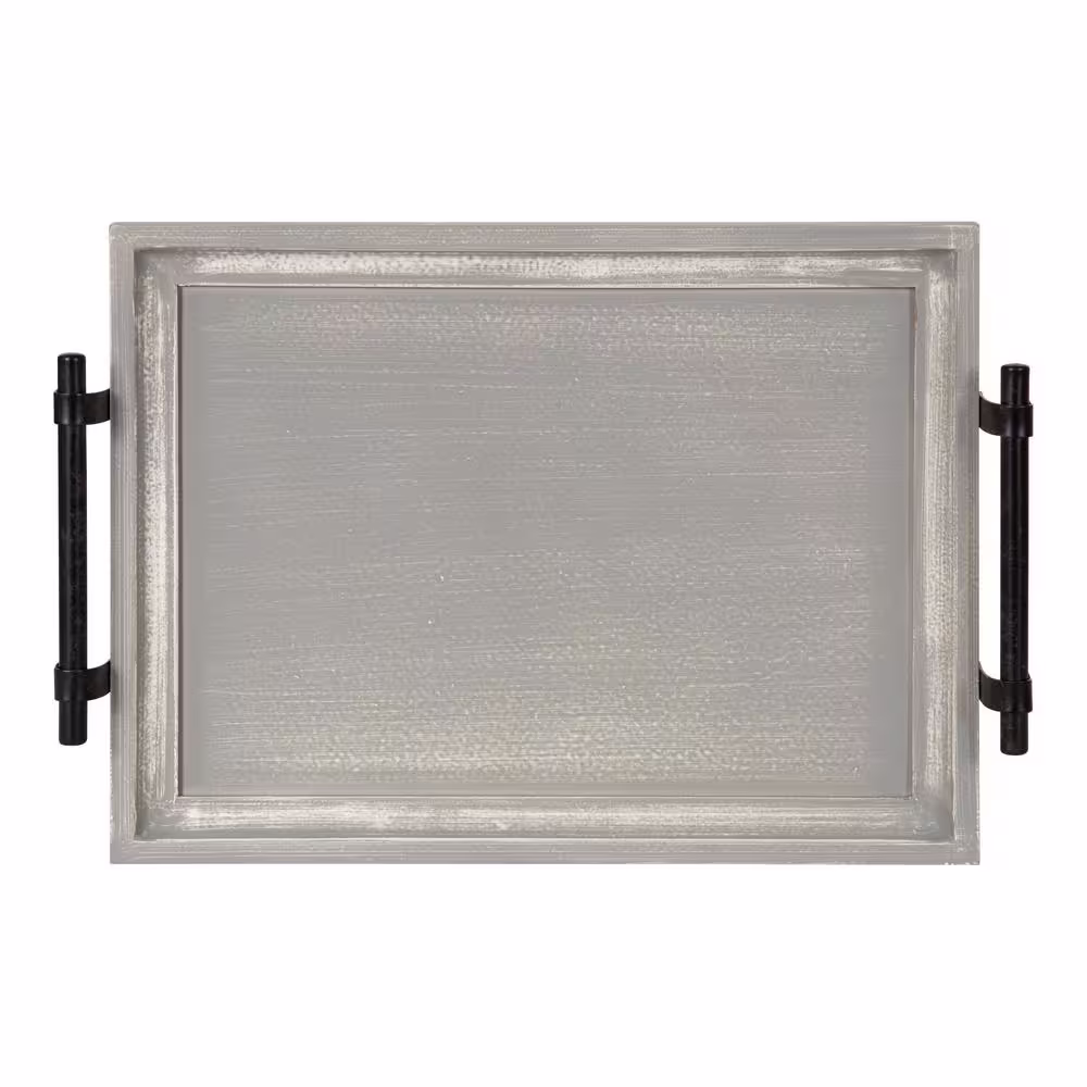 Kate and Laurel Bruillet 16 in. x 12 in. Gray Rectangle Decorative Tray