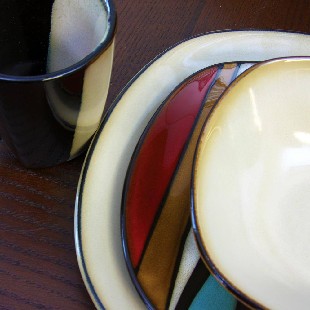 GIBSON elite Athlea 16-Piece Casual Multicolor Stoneware Dinnerware Set (Service for 4)