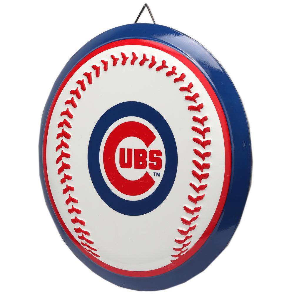 Open Road Brands Chicago Cubs Round Baseball Metal Sign