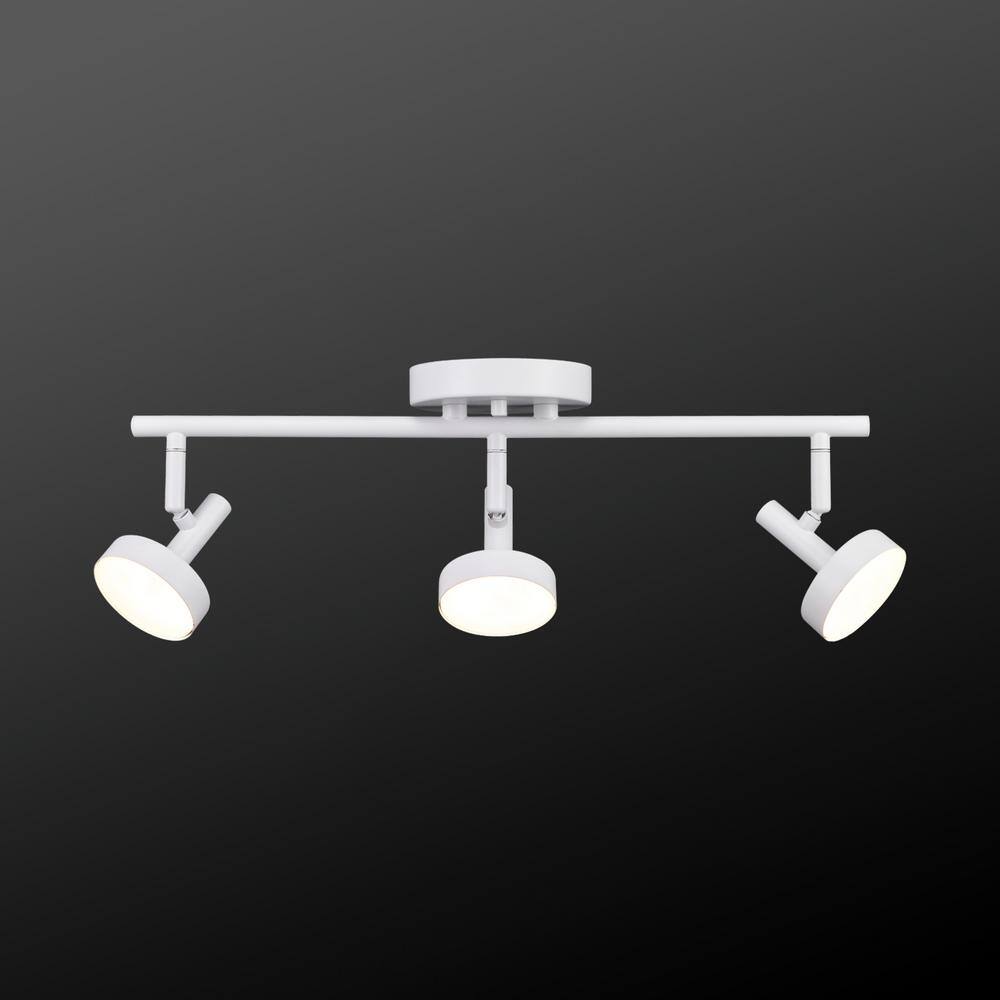 Globe Electric 1.5 ft. 3-Light Matte White Integrated LED Fixed Track Lighting Kit with Frosted Diffusers