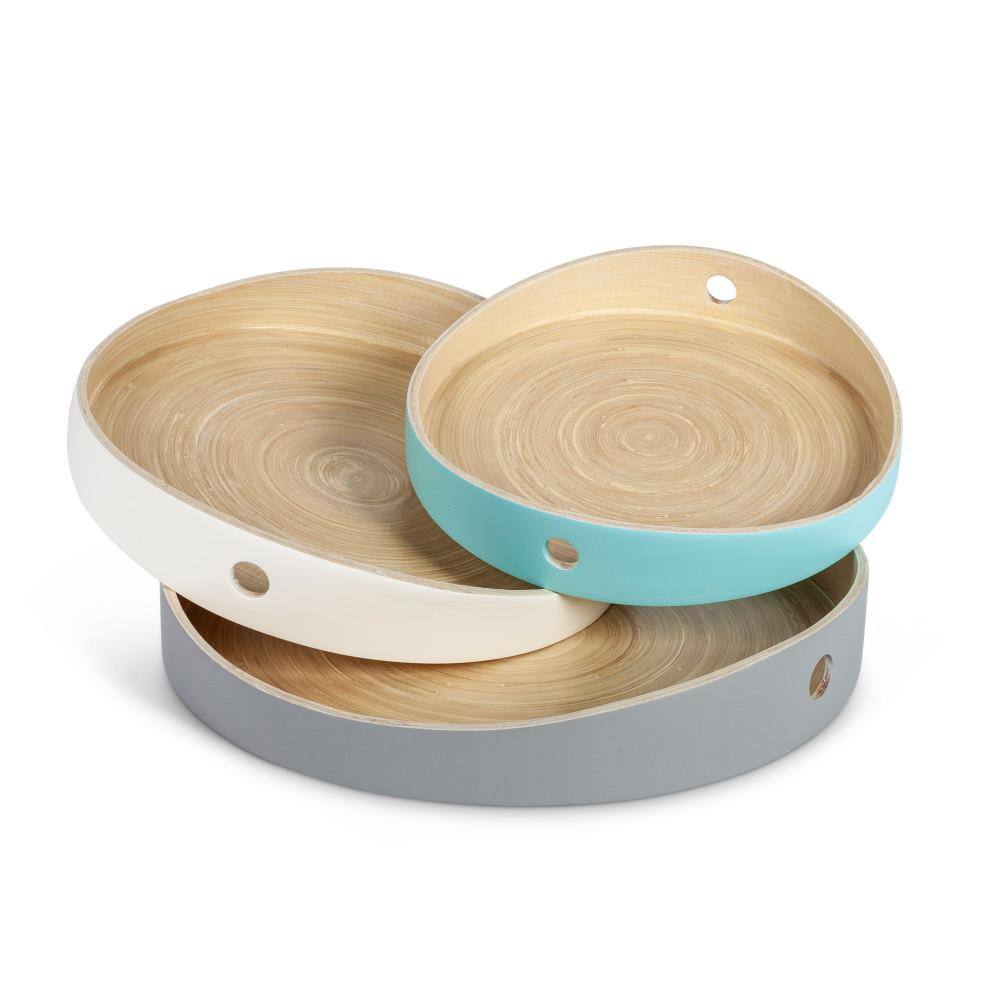 Lone Elm Studios Multi-Colored Bamboo Trays (Set of 3)