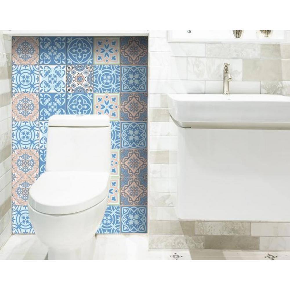 HomeRoots Amelia Blue 8 in. x 8 in. Vinyl Peel and Stick Tile (10.67 sq. ft./Pack)