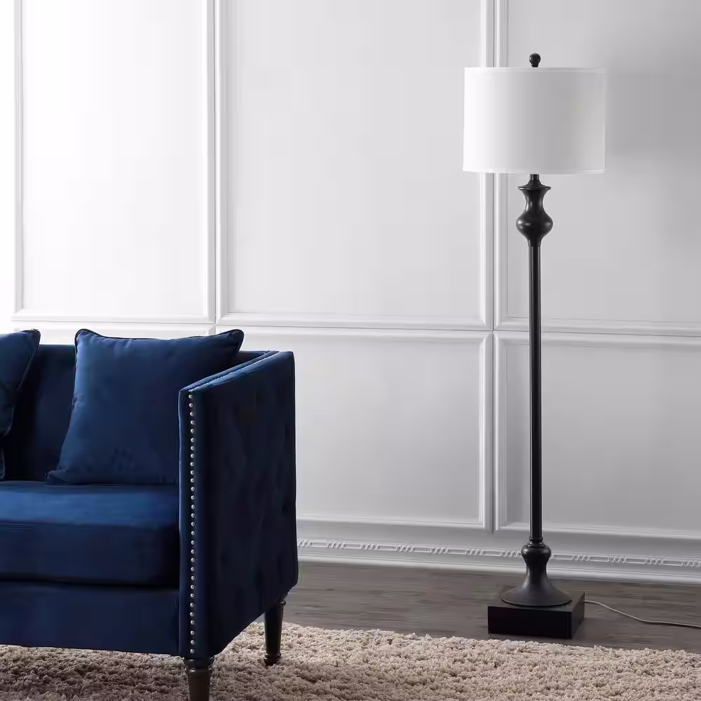 SAFAVIEH Brewster 61.5 in. Oil-Rubbed Bronze Floor Lamp with Off-White Shade